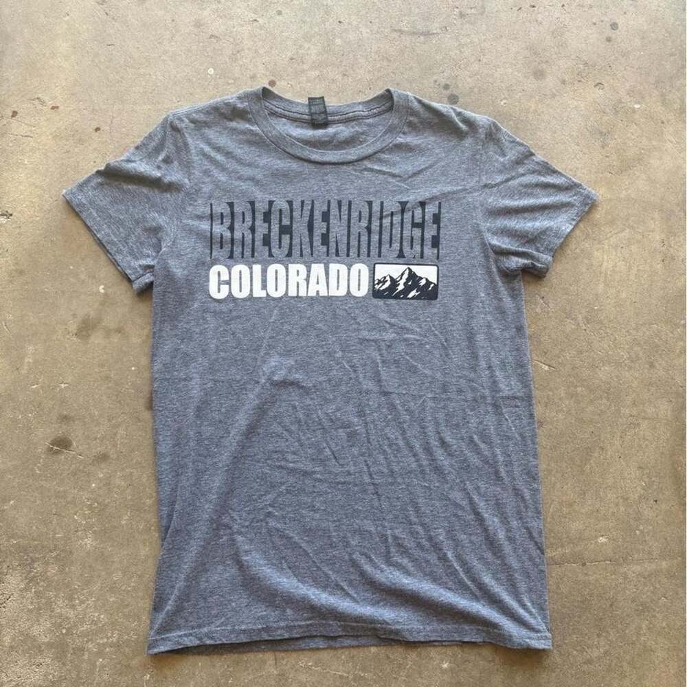 Anvil Breckenridge Colorado T-Shirt Size S Gray Mountain Graphic